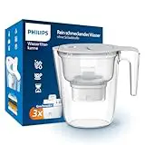 Filtro de jarra Philips +3 cartuchos de filtro de repuesto Filtración Avanzada, flujo rápido, blanco, 2,6 litros, temporizador electrónico