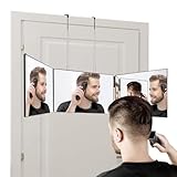 GOQELK Espejo de 360 Grados - Espejo de Pelo autocortable Espejo de Afeitado Plegable con Gancho Ajustable en Altura Espejo cosmético Ajustable para el baño peinarse y Mucho más