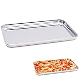 2 Piezas Bandejas Horno, Bandeja Horno Universal de Acero Inoxidable, Bandeja Rectangular para Pasteles Pollo Asado, 22,7 x 14,7 x 1,2 cm