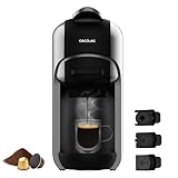 Cecotec Cafetera Cápsulas Express FreeStyle Compact. 1450W, ThermoBlock, 19 Bares, Apta para Café Molido, Dolce Gusto y Nespresso, Diseño Elegante y Compacto, Depósito 600ml, Apagado automático