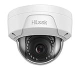 HIKVISION HiLook by IPC-D121H-M - Cámara Domo de 2,8 mm, 2 MP, 1080p, con Lente Gran Angular de visión Nocturna de 30 m, IP67, Impermeable, PoE