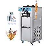 VEVOR Máquina de Helados Comercial 21-31 L/h 1500 W 3 Sabores Máquina para Hacer Helados 2 Tolvas de 5,5 L Independiente Pre-Refrigeración Limpieza Automática para Restaurante Bar Mercado Tienda
