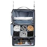 Surblue Colgando Estantes Bolsa de Almacenamiento de Viaje Bolsa de Compresión Cúbica de Empaque para Maleta Plegable con Capa de Extensión Gran Capacidad,Gris,XXL