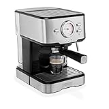 Princess 249412 Máquina de café para Espresso, Compatible con cápsulas Nespresso y café molido, 1 o 2 tazas, 20 bares de presión, Depósito extraíble de 1.5L, con espumador de leche, 1100 W