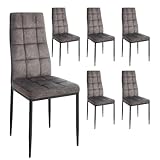 DUPI Pack 6 Sillas Comedor Tela Gris Denia con Patas de Metal (Gris x 6 Unidades)