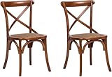 Biscottini Juego de 2 sillas de Comedor de Madera Maciza 86 x 42 x 46 cm – Silla de Cocina y salón de ratán – Sillas de Madera para Exterior e Interior