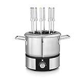 WMF Lono - Fondue hasta 8 personas de 1400W, de acero inoxidable compacta, 1.2 Litros, ajuste de temperatura, temperatura ajustable, indicador LED