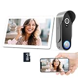 SIMBAILAI Wifi Pantalla táctil de 8 pulgadas HD 1080p Ultrafino Inalámbrico Videoportero Timbre Video Interfono,Detección de Movimiento, Compatible con la APP 'TUYA', Almacenamiento de Vídeo Gratuito