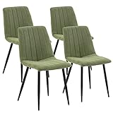 HOMN LIVING Set de 4 sillas Comedor Sagi tapizado Verde, certificada por la SGS, 45 cm (Ancho) x 56 cm (Profundo) x 84 cm (Alto)
