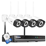 Hiseeu 5MP Kit Camaras de Vigilancia WiFi, Sistema de Seguridad Inalámbrica,4X5MP IP,Detección de Movimiento,Vision Nocturna,Audio Bidireccional,1TB HDD