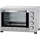 Grunkel - Horno eléctrico multifunción de sobremesa de 38L - HR-38 SILVER - Con 3 funciones de calor y selector de temperatura hasta 230ºC. Temporizador hasta 60 min - 2000W - GRIS