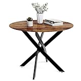 GOLDFAN Mesa de comedor redonda de madera de 80 cm, mesa de cocina retro para comedor, estilo industrial rústico marrón y negro (solo mesa), AWS-022-9