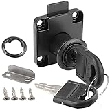Litensh Cerradura de leva con llave igual, cerradura de seguridad para armario,Cerradura para muebles, gabinete, buzón, cajón, hogar, oficina (Negro)