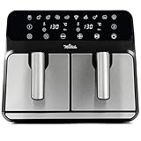 La Moustache - Freidora de Aire 8L, E-Book con más de 50 Recetas, Air Fryer 6-1 | 1700W, Táctil, 10 Modos, Cestas Independientes Antiadherentes, °C Regulables, Temporizador (DuoFry Gray)