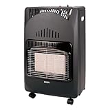Svan Estufa Catalítica Bajo Consumo Negro, SVCA26CAT.4200 W. Termostato Regulable, Calefacción por Plato cerámico, Apto para Butano/Propano/LPG, Soporte con Ruedas