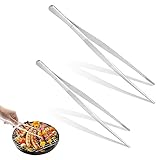 Set de 2 pinzas para asar en 20cm & 30cm,Pinzas para cocinar puntas dentadas de precisión,Pinzas de acero inoxidable para cocinar,Pinzas de cocina,Pinzas para carne,Pinzas para freír