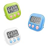 Fousenuk 3 Piezas Temporizador Cocina Digital con 3 Colores, Cronometro con Pantalla LCD Grande, Timer con Alarma Fuerte, Reloj Temporizador Respaldo Magnético para Estudiar Trabajar Cocina