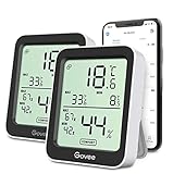 Govee Termómetro Higrómetro, LCD Bluetooth Medidor Digital Humedad y Temperatura Interior con Función Almacenamiento de Datos y Alerta, para Habitación, 2PCS