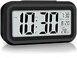 Despertador Digital, Alarma Digital con Temperatura, no Tic-TAC, función de repetición, Reloj de Mesa de Viaje con Pantalla de números LED Grande