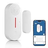 Fuers Sensor Puerta WiFi Alarma Puerta 115 dB Sensor Apertura Puerta Alarmas para Puertas con Sirena Sensores Puertas y Ventanas con App ON/Off, Temporizador, Sensor de Puerta para Casa, Garaje