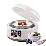 Genérico Yogurtera Probiótica con Control De Tiempo Y Temperatura, Recipiente Interior De Acero Inoxidable, para Yogur Griego Casero, Vegano Y