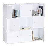 Relaxdays Estantería Modular con Puertas, Plástico, Blanco, 95x95x32 cm