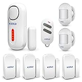 Alarmas para Casa, Timbre Inalámbrico para Puerta 4 Zonas Alarma para Puertas y Ventanas con 1 Control Remoto 1 Alarma Puerta 4 Sensores Puerta 2 Sensor de Movimiento para Casa, Garaje, Oficina