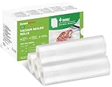 Bonsenkitchen rollos de vacío 4 rollos 20cmx5m film de vacío - bolsas de vacío profesionales para envasadoras al vacío y selladoras al vacío de alimentos