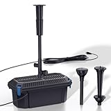 Biling Bomba de filtro de estanque de 40 W con filtro, todo en uno, 660 GPH, filtro de bomba de agua ajustable y boquillas, filtro subacuático, limpieza de estanques de hasta 4000 l, bombas de filtro