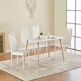 buybyroom Sillas Cocina Pack 4, Sillas de Comedor Modernas Acolchadas, Patas de Metal, Aptas para Sillas de Salón, Cocina, Oficina de Invitados, Blanca