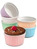 Praknu 6 Ramequines de Cerámica - Aptos para el Horno - 200 ml - ø 9 cm - Apilables - Con Revestimiento Antiadherente - Embalaje Libre de Plástico