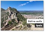 Imán para nevera, vista del castillo y la ciudad en el castillo de Xátiva