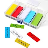 Imanes para Pizarra Magnética - 75x25 mm, 100 Piezas - Etiquetas Magnéticas Escriturables y Borrables de Colores, Adecuadas para Tableros Magnéticos, Neveras y Refrigeradores