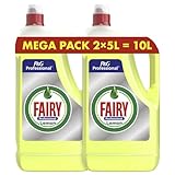 Fairy Professional, Lavavajillas a Mano, Líquido Concentrado, 10 L (2 X 5 L), Limón, Disuelve la grasa con facilidad