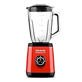 Taurus - Batidora de vaso, 1500W, jarra cristal 1.5L, pica hielo, libre BPA, cuchilla inox 4 filos, apta para lavavajillas, roja