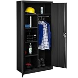 tectake® Armario Archivador Metálico de Oficina, 6 Cajones y Barra, Puertas Bloqueables, Acero Calidad, Mueble Oficina, Candado Seguridad, Armario Almacenaje, Estanterías Metálicas - 180x80x40cm Negro