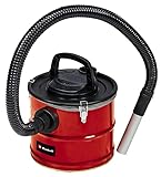 Einhell Aspirador de cenizas, 1200 W, potencia de aspiración 170 mbar, recipiente colector de hojalata 18 L con cierres rápidos, prefiltro de polvo fino, cartucho de filtro, Color Rojo/Negro