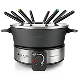 Taurus Fondue en Casa para 8 Personas, 1000 W potencia, Acero Inoxidable, Capacidad 2L, Olla Libre de PFOA, Asa de transporte, Color en Acero Inoxidable Negro, Plata- Chocolate, Queso, Caldo, y más