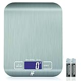 HomeFashion bascula cocina balanza cocina peso de cocina digital Báscula con Pantalla LCD, Acero Inoxidable, Balanza de Alimentos Multifuncional 5 kg/11 lbs