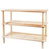 Tradineur - Zapatero Madera con 3 Alturas 48 x 63 x 26 cm, Estantería Tres baldas de Madera Multiusos, Soporte para Zapatos 3 Capas,Ideal para pasillos, Esquinas salón,detras de Puertas etc.
