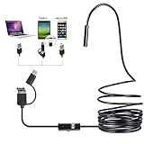 Cámara endoscópica Industrial HD de 6 LED, endoscopio B Flexible, Tipo C, 3 en 1, Resistente al Agua, Color Negro