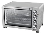 INFINITON HSM-A45G – Horno sobremesa, Plata, 45L, 2000W, Convección, Función asador, Rustidor, Doble acristalamiento, Luz interior, Temporizador 60 min.