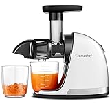 AMZCHEF Licuadora para verduras y frutas - Licuadora prensado en frio con función inversa - Cold press slow juicer machine 3 en 1- Extractor de zumos y verduras -2 Tazas incluidas - Blanco