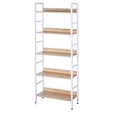 eSituro Estante para Piso de Metal Estante de Cocina Estante de Almacenamiento de Organizador Multifuncional para Libros Plantas con 5 Estantes Metal + MDF 60x27,5x160CM SSTR0023