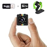 Bextgoo Mini Camara Espia, 1080P Camara sin WiFi con Tarjeta TF de 32GB, Visión Nocturna, Detección de Movimiento, Soporte Rotatorio de 360°, para Viajes, Ciclismo, Interior/Exterior