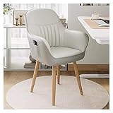 WIGSELBL Sillón de escritorio sin ruedas, sillas de comedor giratorias de madera, cómoda silla tapizada, linda silla de oficina moderna, sillones de terciopelo de mediados de siglo para escritorio de