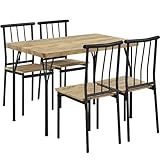 Yaheetech Juego de Mesa de Comedor con 4 sillas, Juego de Comedor Rectangular para 4 Personas, Juego de Mesa de Cocina para Comedor, Sala de Estar, terraza, Color marrón