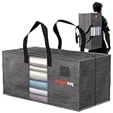 WRAPPYBAG Set de 4 Bolsas de Plástico Grandes – Bolsas Jumbo XXL para Mudanza y Almacenaje – Impermeables Reutilizables y con Correas de Mochila Reforzadas – Ideal para Ropa y Ropa de Cama–76x36x38cm