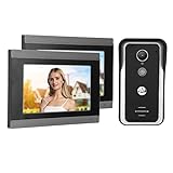 Timbre con Video de 7 Pulgadas, Teléfono con Videoportero con Cable de 7 Pulgadas, Timbre Wifi de última Generación con 2 Piezas, Control Remoto para TUYa AC100‑240V, Aplicación de Monitor(EU)