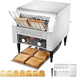 VEVOR Tostadora Transportadora Comercial 300 Rebanadas por Hora Tostadora de Acero Inoxidable 2200W 7 Configuraciones de Velocidad con Bandeja para Migas Bollos Hamburguesa Panadería Restaurante Hotel